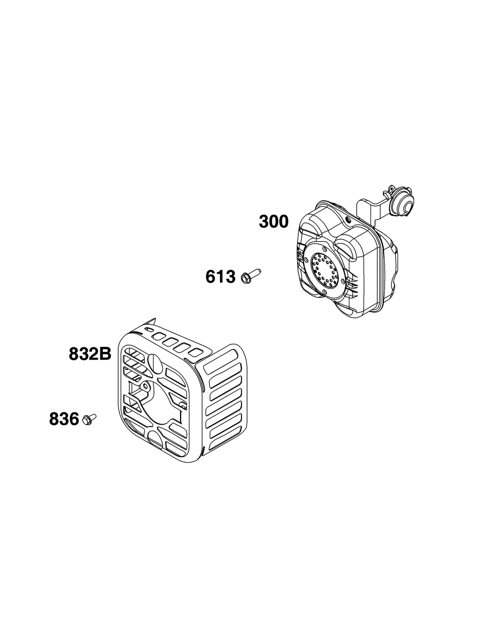 Exhaust Group Diagram and Parts List for 09P702-0293-F1 020000 - 09Z999 Briggs and Stratton Engine